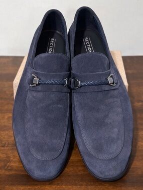 Section X Blue Leather Suede Bit Loafers Men’s 9